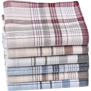 Kalanka-Homme Mouchoir En 100% Coton Doux Avec Classique Carreaux Pour Mariage Soirée Business Lot De 6 Ou 9 Pièces, 15x15''/38x38cm - Neuf