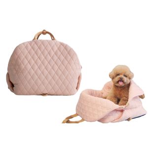 Rehausseur De Si&egrave;ge Auto Pour Chien De Petite Taille Avec Sangle R&eacute;glable - Rose - Neuf