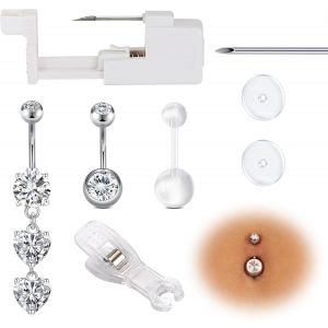 Kalanka-Piercing Nombril T&eacute;ton L&egrave;vre Langue Kit Pistolet Set &Agrave; Faire Soi M&ecirc;me Pour Tous Les Piercings Corporels 13g 14g Pour Oreille Nez Sourcil Smiley - Neuf