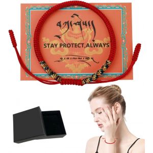 Bracelet Rouge,Bracelet En Tissu Rouge Kabbale,Protection Bébé,Hommes,Femmes,Bracelet Porte-Bonheur Tibétain Rouge Fait Main,Bracelet Porte-Bonheur Bouddhiste,Bracelet Tissé (Rouge 001) - Neuf