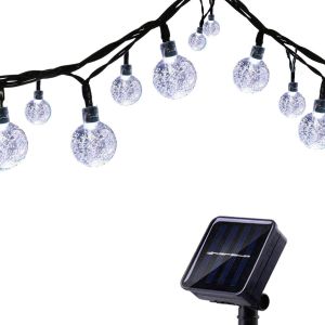 Kal-Guirlande Solaire Extérieure Avec Ballon, 6,5m 30 Led Guirlande Lumineuse Solaire Etanche, 8 Modes D'éclairage Lampe Décoratives Pour Jardin Gazebo Patio Cour Clôture Extérieur (Blanc) - Neuf