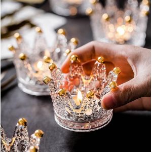 Lot de 6 bougeoirs votives de verre de la couronne de bougies chauffe-plat H - Neuf
