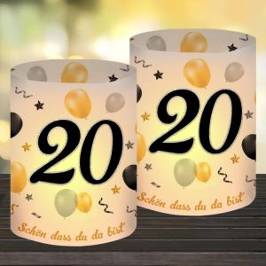 KALANKA-Lot de 12 Lanterne Photophores Décoratifs de Table pour 20 Ans, Bougies Décoration Table pour Anniversaire Garçons Filles, Décoration de Table Happy Birthday, Convient pour Bougies Chauffe-Pl - Neuf