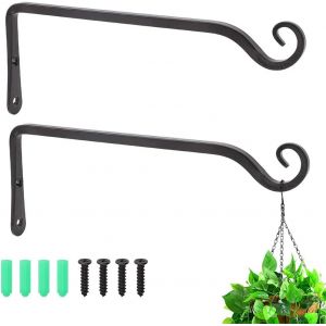 2pcs Support Mural Pour Plante,Crochets De Suspension Muraux Supports De Panier Suspendu En Fer Forgé En Métal Crochets De Suspension De Jardin En Métal Pour Jardinière(Noirs) - Neuf