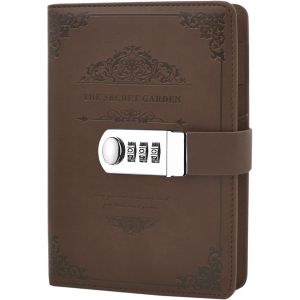 Chenquansarl-R&eacute;tro Vintage Pu Cuir Carnet De Notes Agenda Planificateur Organisateur Avec Serrure &Agrave; Combinaison, Cahier/Journal Bloc-Notes/Aidem&eacute;moire Cadenas Carnet, Porte-Stylo(200x130mm) - Neuf