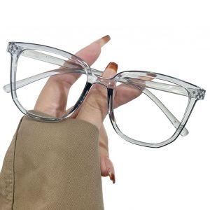 Lunettes Unisexes Anti-Lumière Bleue, Rétro, Grande Monture Ovale, Vue Claire, Charnière Solide Avec Bord, Protection Des Yeux, Lunettes Claires Contre La Lumière Bleue, Lunettes De Vue-Gris - Neuf