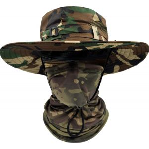 Chapeau De Soleil Hommes À Large Bord Camo Chapeau Homme Visage Écharpe Camouflage Militaire Armée Chapeau Seau Safari Chapeaux De Randonnée Chasse Maille Plage Cap.[Z116] - Neuf