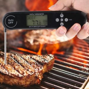 HJLIAN Thermometre de cuisine numerique pliable avec ecran LCD et fonction de diffusion vocale (noir) - Neuf