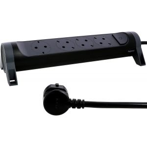 , 694537 Rotating Power Strip 4 Sockets, Wall Or Table Mount, Led On/Off Switch, 3 M Cable, Black/Dark Grey - Neuf
