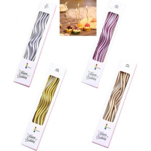 Chenquansarl-Bougies,24 Pièces Bougies De Gâteau En Spirale,Bougies D'anniversaire Torsadées,Longue Chandelle Pour Anniversaire,Bougies De Cupcake Décoration De Fête De Mariage - Neuf