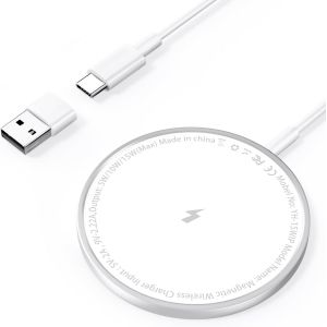 15w Chargeur Induction Iphone, Chargeur Mag-Safe Apple Pour Iphone 15 Pro Max/15 Pro/15 Plus/15/14 Pro Max/13/12 Mini/Airpods Pro, Chargeur Iphone Induction Magnétique Chargeur Sans Fil Iphone Rapide - Neuf