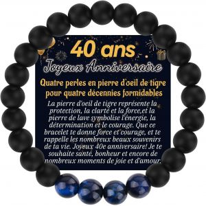 Eryi-30 40 50 60 Ans Anniversaire Homme Bracelet Homme Pierre Naturelle Anniversaire Idée Cadeau Pour Homme Bijoux Cadeau Homme Original Pour Papa Parrain Mari Copain Petit Ami Oncle Patron - Neuf