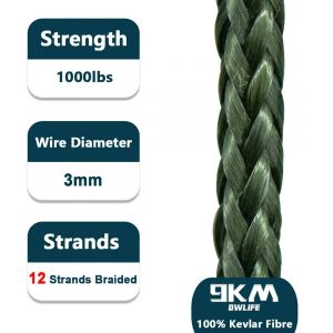 Ligne De Pêche Tressée En Kevlar 1.12.3mm,Hamac D'extérieur,Sac À Dos De Parachute De Camping,Cordon De Bâche,Corde De Cerf-Volant,Ligne D'assistance À La Pêche.1000lbs 3mm.100ft-31m - Neuf