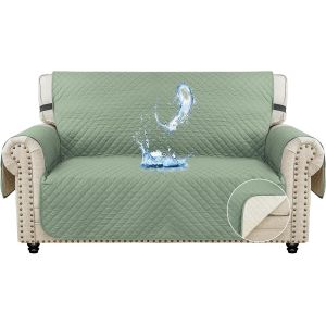 Cmws-Housse Canapé 2 Places 127cm - Impermeable Housse De Canapé Avec Accoudoirs, Universelle Housse Canape Protege Canape Chat Chiens Griffures Antidérapante, Vert Clair - Neuf