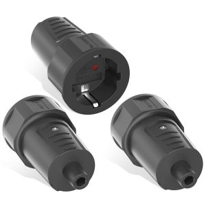 3 Pi&egrave;ces Prise Electrique Femelle, Fiche Electrique 250 V/16 A, Raccord Electrique Prises De Contact De Protection, Adaptateur Prise Conviennent Pour Une Utilisation Int&eacute;rieur Et Ext&eacute;rieur, Noir - Neuf