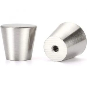 Lot de 15 Boutons de Meubles Coniques Argent Bross&eacute; - Poign&eacute;es d'Armoire Vintage en Aluminium - &Oslash; 25mm H 23mm pour Tiroir Cuisine - Neuf