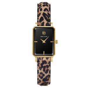 Montre Femme Ariane Dor&eacute; Cadran Noir Bracelet Cuir L&eacute;opard 12 Mm - Neuf