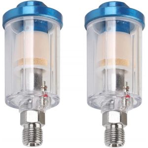 MEVRONISSHOP-Lot de 2 s&eacute;parateurs d'eau et d'huile pour a&eacute;rographe - Pour compresseur d'air - Entr&eacute;e et sortie NPT de 6,35 mm - Neuf