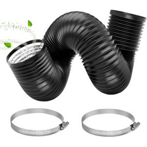 Tuyau d'évacuation d'air flexible en aluminium - Longueur : 3 m - Avec 2 pneus en acier - Pour climatisation, sèche-linge, hotte aspirante - Neuf