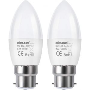 Prooe Ampoule Led B22, 6w Ampoule Baïonnette Équivalent 40w Halogène, Blanc Froid 5000k, 410lm, C37 Bougie Led, Non-Dimmable, Super Haut Cri 98, 2 Unités[Amp741972] - Neuf