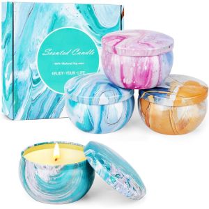 Bougie Parfumées, Bougies Cadeau Femme, 4 Pack Bougies Parfumée, 2.5OZ Bougie Cire de soja Naturelle, Coffret Cadeaux Anniversaire Pour Femme - Neuf