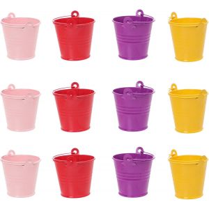 LETNERNY-Mini Seau En Métal, Seau À Snacks, Mini Seau En Fer, Mini Seau En Métal Avec Poignée, Seau À Fleurs 6Cm Suspendu, Seau En Métal Coloré Pour Cadeau, Fête, Bonbons, Jardin - Neuf