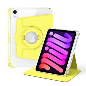 &Eacute;tui En Cuir Acrylique Transparent 360&deg; D&eacute;tachable Pour Ipad Mini 6 / Mini 2024 - Jaune - Neuf
