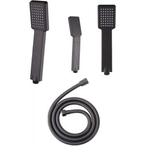 Pommeau de douche universel 1 mode noir mat avec tuyau de douche 1,5 m mince carré haute pression pommeau de douche pluie à main économie d'eau - Neuf