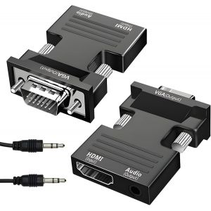 KALANKA-Adaptateur VGA vers HDMI avec audio, convertisseur HDMI vers Vga 1080p pour les anciens PC, ordinateurs portables et moniteurs, idéal pour TV et projecteur, Plug & Play, stable et fiable - Neuf