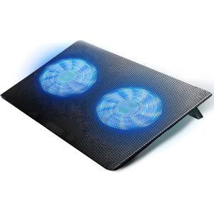 Tapis de refroidissement LED pour ordinateur portable 12-17' avec 2 ventilateurs et 6 hauteurs réglables - éviter la surchauffe portable, PS5, Xbox One Noir, 33 x 3 24 cm.[S1532] - Neuf