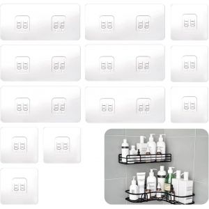 Lot de 12 crochets adhésifs pour chariot de douche de rechange,crochets adhésifs pour chariot de douche d'angle pour étagère d'angle pour chariot de douche de salle de bain(crochet double et simple) - Neuf