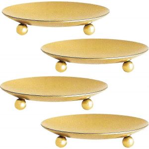 Bougeoirs-ensemble de 4 bougeoirs pour bougie pilier et bougies LED,adapté pour les bougeoirs décoratifs en métal de fête de dîner d'anniversaire (4,or) - Neuf