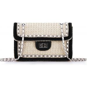 Sac &agrave; bandouli&egrave;re en paille pour femmes sac &agrave; bandouli&egrave;re unique tiss&eacute; d'&eacute;t&eacute; pour les vacances de voyage - Neuf