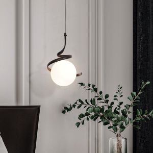Suspension Luminaire,Lampe Pendante Boule En Verre,Globe Luminaire,Luminaire Industriel,Plafonnier Noir Pour La Chambre À Coucher,Le Chevet,Le Salon(Noir) - Neuf
