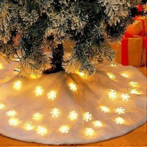 Jupe de sapin de No&euml;l lumineuse de 91 cm (36 pouces) en fausse fourrure pelucheuse, jupe de sapin illumin&eacute;e effet neige pour d&eacute;coration de No&euml;l et jardin (S) - Neuf