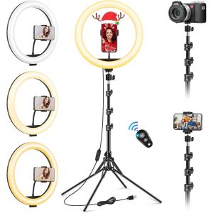 Senior-11.5"" Ring Light Professionnel Avec Tr&eacute;pied Grand, [M &Agrave; Niveau] 1m77/69.5"" Trepied Smartphone Lumineux, Selfie Led Anneau Lumi&egrave;re Pour Maquillage[L123] - Neuf