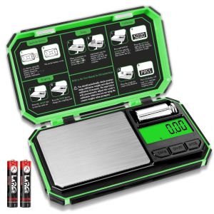 Balance De Pr&eacute;cision 200 G/0,01 G, Num&eacute;rique, Balance De Poche, Mini Portable Pour Bijoux, Balance Grammes, Pour Cuisine, Nourriture, Caf&eacute;, M&eacute;dicaments, Th&eacute; (Batterie Incluse)-Vert Brillant - Neuf
