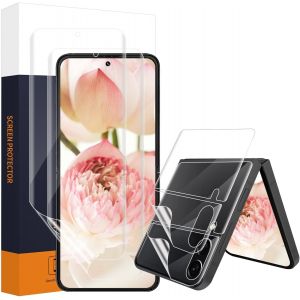 Kal-2+2 Tpu Verre Trempé Pour Samsung Galaxy Z Flip 4/3 5g, 3d Full Cover Protection Écran+Film Protecteur Au Dos, 0,15mm Tactile Sensible Sans Bulles, Hd Anti-Rayures Z Flip 4 Vitre Protection - Neuf