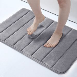 Homaxy Tapis De Bain Absorbant Tapis De Salle De Bain Antidérapant Mousse À Mémoire De Forme Douce Tapis De Sol De Cuisine Tapis De Salle De Bain En Velours Tapis De Pie - Type Dark Gray-43cmx119cm - Neuf