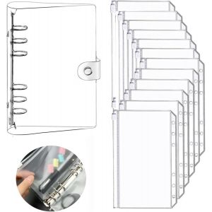 A6 Classeur, Dossiers De Documents Étanches Transparent Classeur Zippé Sacs De Fichiers 12pcs Organisateur De Trésorerie Classeur D'économie D'argent Pour Voyage Et Journal, Avec Coque De Reliure 1pcs - Neuf