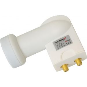 PremiumX Twin LNB pour 2 utilisateur - Convertisseur de Signal TV avec Protection météorologique - LNB Satellite numérique Blanc - DVB-S2 8K UHD 4K Full HD - Neuf