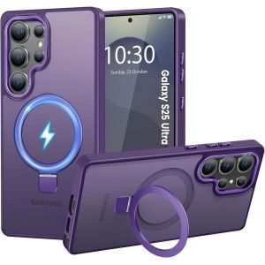 TRAHOO-Coque pour Samsung Galaxy S25 Ultra, Magnétique Robuste Anneau de Support Invisible, Protection Militaire, étui Antichoc pour Samsung S25 Ultra(Violet foncé) - Neuf