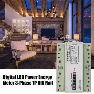 Compteur electrique numerique triphase 4 fils 7 broches sur rail DIN, compteur electronique kWh (10(40)A) - Neuf