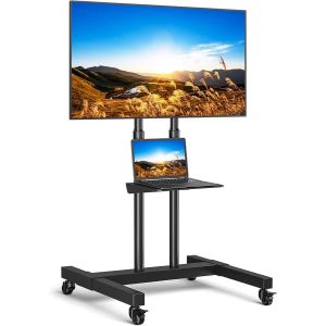 MEVRONISSHOP-Support TV sur Pied pour T&eacute;l&eacute;viseurs Ecran LCD LED Plasma 32-80 Pouces, Chariot Meuble TV Mobile Peut &ecirc;tre Inclin&eacute; de &plusmn;15&deg;, R&eacute;glable en Hauteur, Portant 50kg, Max VESA 600x400 mm - Neuf