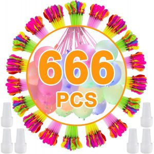 KAL-666 Pcs Bombe À Eau Réutilisable, Ballons D'Eau Auto-Fermants Avec 6 Raccords De Robinet - Remplissage Rapide 60S, Multicolore Pour Piscine, Plage, Fêtes - Neuf