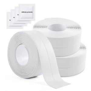 3 Rouleaux Bande d'étanchéité Imperméable,Joint Salle de Bain,PVC Ruban de Calfeutrage Autocollant pour Cuisine,Toilettes WC,Baignoire (Blanche) - Neuf