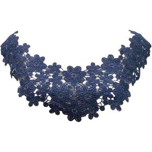 Kal-Col En Dentelle Brodé Col En Dentelle Appliqué Fleur Dentelle Patchs Brodés Amovibles Encolure Dentelle Col Élégant Insert De Col Femmes Col Pour Couture Bleu Marine Taille Unique - Neuf