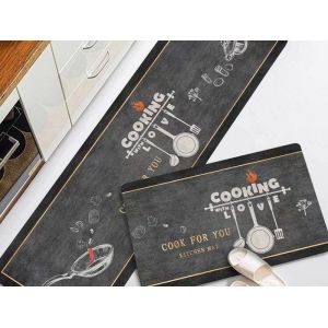 Lot De 2 Tapis De Cuisine Pour La Maison Et Le Bureau, Antid&eacute;rapants, Doux, Durables, Faciles &Agrave; Nettoyer, Utilisation Multi-Surfaces - Neuf