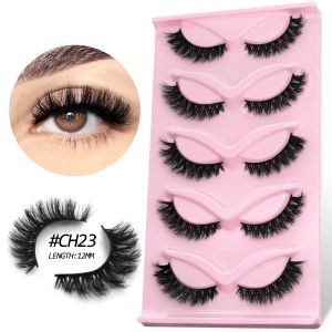 Faux Cils Élégants Effet ?Il De Chat Cils Extension Doux En Mink Synthétique Avec Extrémités Dentelées Faux Cils Natural Pour Maquillage Élongation Ailée-5pairs-Ch23- - Neuf