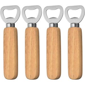 Lot De 4 Décapsuleurs Avec Manche En Bois, Décapsuleur Personnalisé Pour La Maison, La Cuisine, Le Bar, Cadeau - Neuf